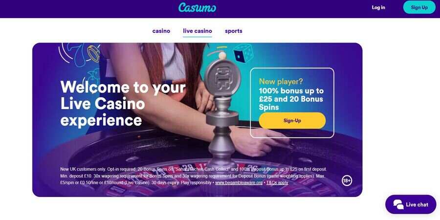 Casumo live casino bonuses
