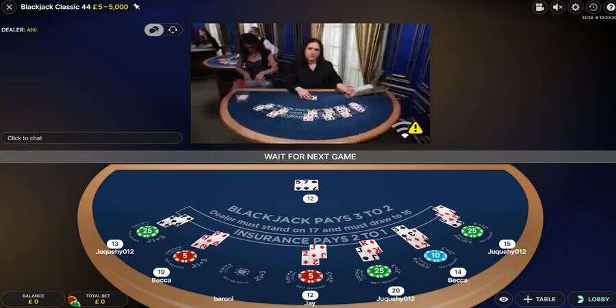 Live casino games (Blackjack)