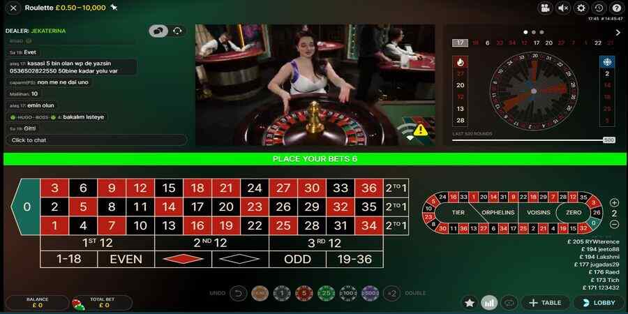 Live roulette bets